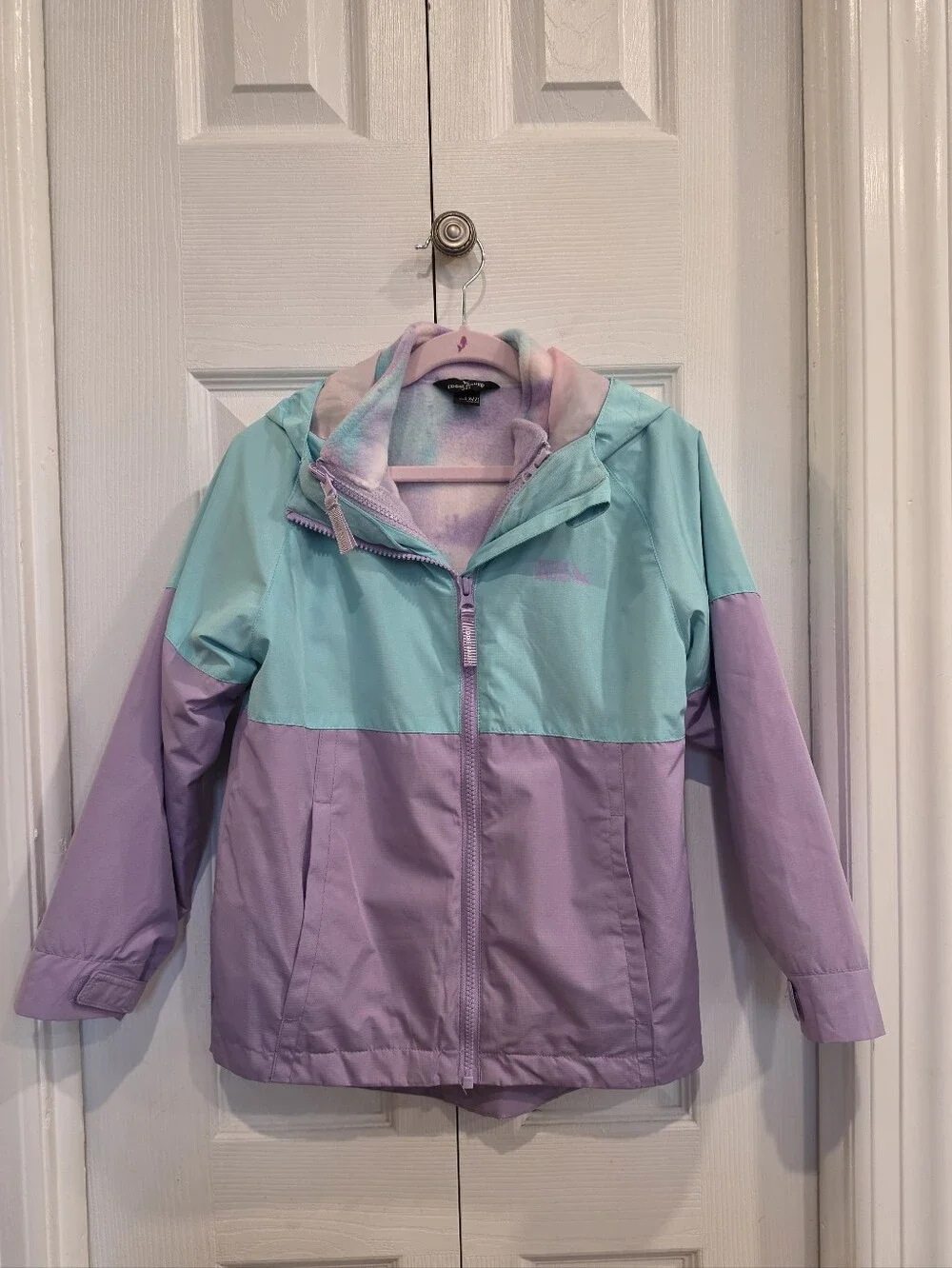 Eddie Bauer Mint Green and Lavender Two-Tone Kids' 2-layer Jacket, Size 6/7